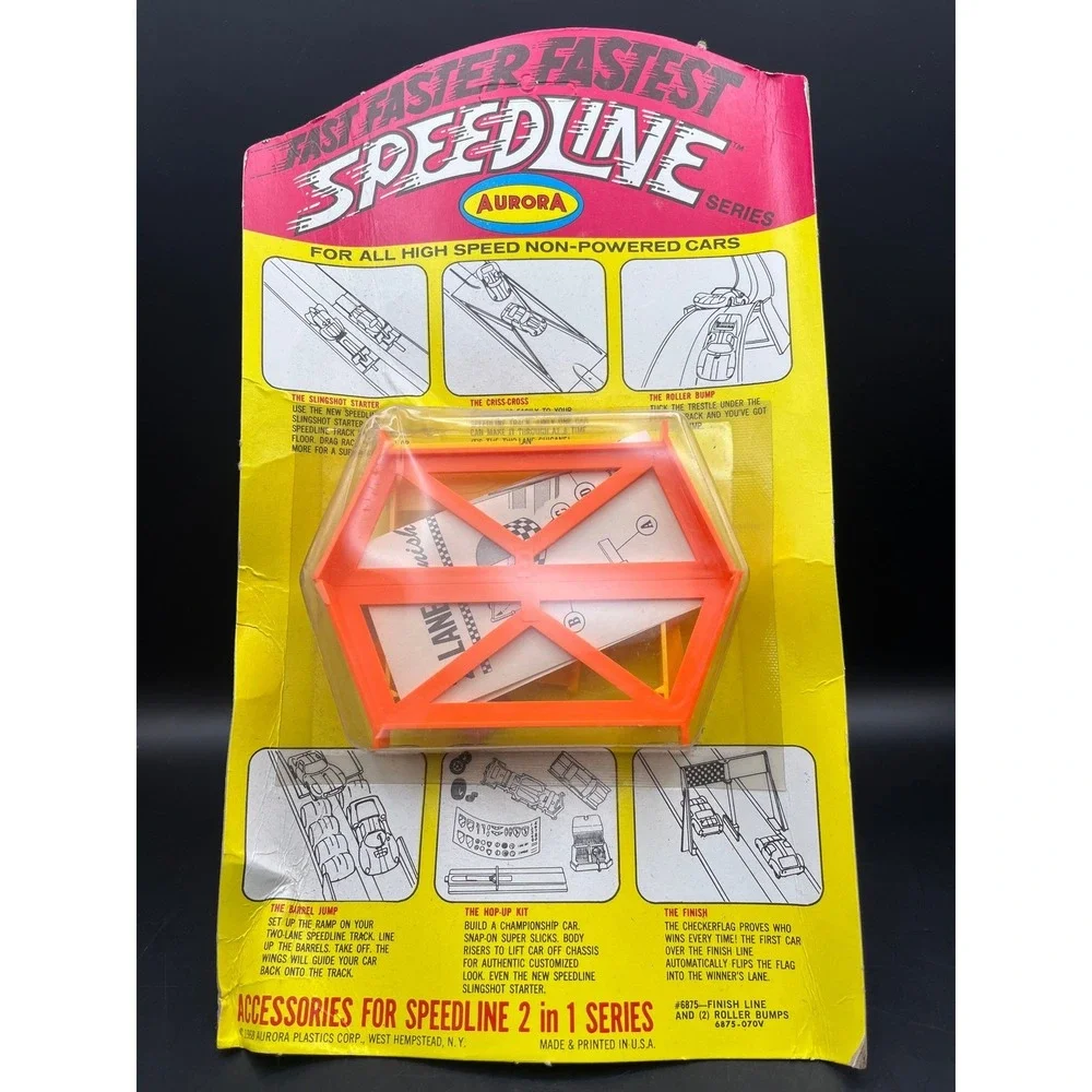 Vtg 1968 NIB Aurora Speedline‎ 2 in 1 Series Finish Line & 2 Roller Bumps